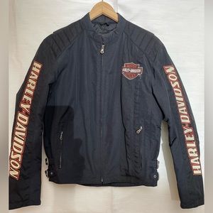 Harley-Davidson moto biker black nylon embroidered jacket
